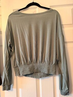 Lucky Brand Sage Smocked-Hem Long Sleeve Top
